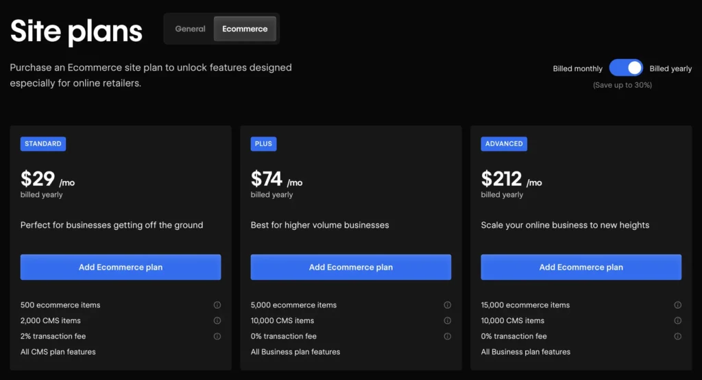 webflow-prix-ecommerce